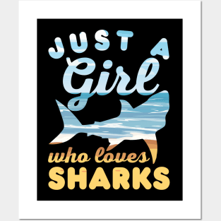 Just a Girl Who Loves Sharks Funny Shark Lover Girls Birthday Gift Posters and Art